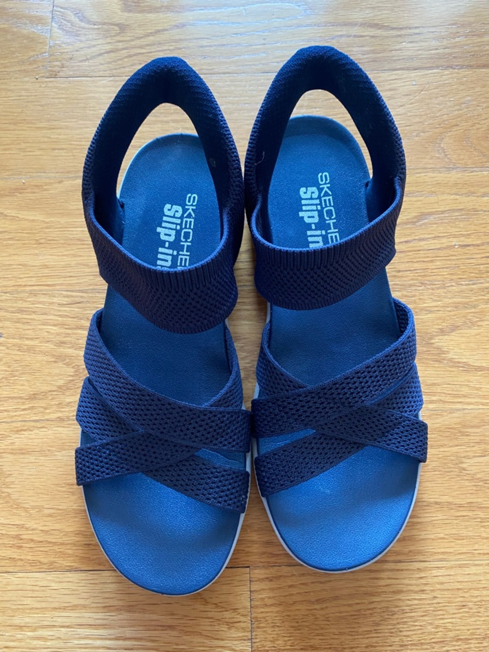 Skechers size 8 Navy Blue Hands Free Slip-ins Ultraflex Sandals